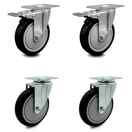 Service Caster Cambro Ultra Pan Carrier Swivel Caster with Brakes Replacement Set - SCC CAM-SCC-TTL20S514-PPUB-BLK-2-S-2